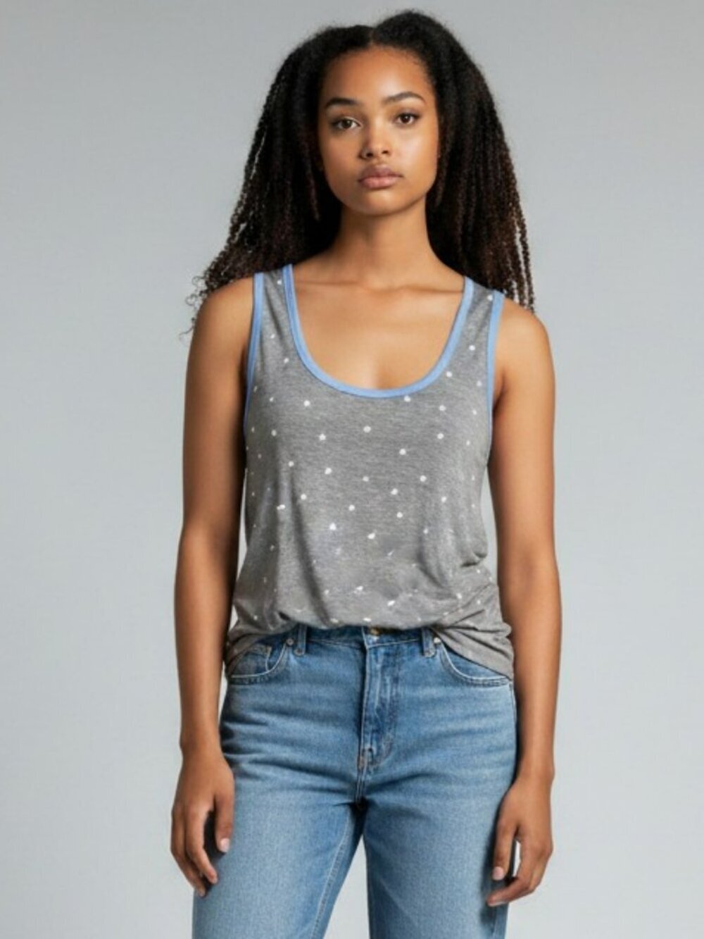 New PJ Salvage Womens Medium Gray Stars Racerback Tank Top Shirt Size M